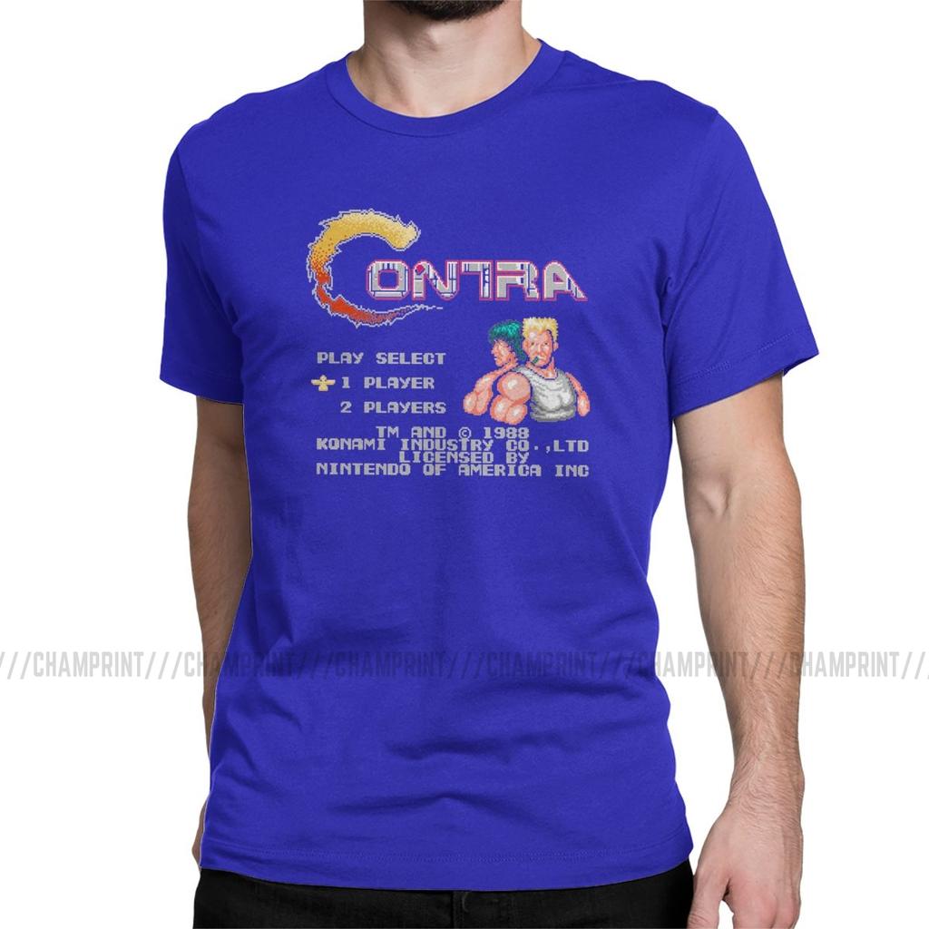 Contra NES Retro Video Game Mens T Shirts Funny Tees Short Sleeve Round Neck TShirt 100 Cotton Birthday Gift Tops