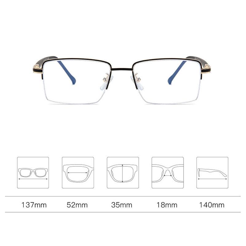 Men Half Metal Square Glasses Women Eyeglasses Myopia Optical Spectacles Ladies Clear Glasses 0 -0.5 -1.0 -2.0 To -6.0