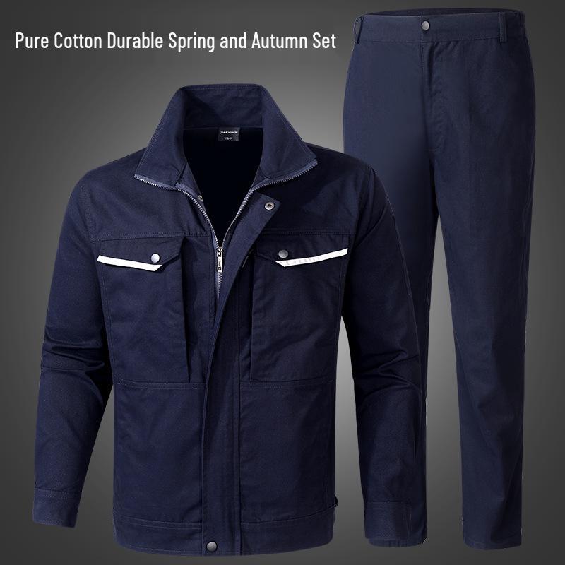 

Men s Heavy-Duty Cotton Workwear: Durable, Wear-Resistant, Ideal for Spring & Autumn - Embroidered Suit for Welding, Construction & Auto Repair XXXL/185 (80kg-88kg)