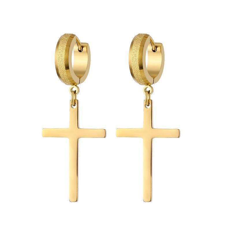 Frosting Hoop Earrings Simple Cross Ear Jewelry For Women Men Punk Party Accessories