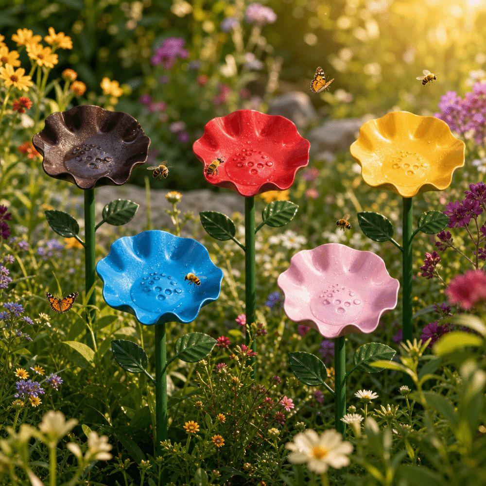 Ornamental Horticulture Bee Butterfly Watering Station Flower Shape Bird Bath Wildlife Garden