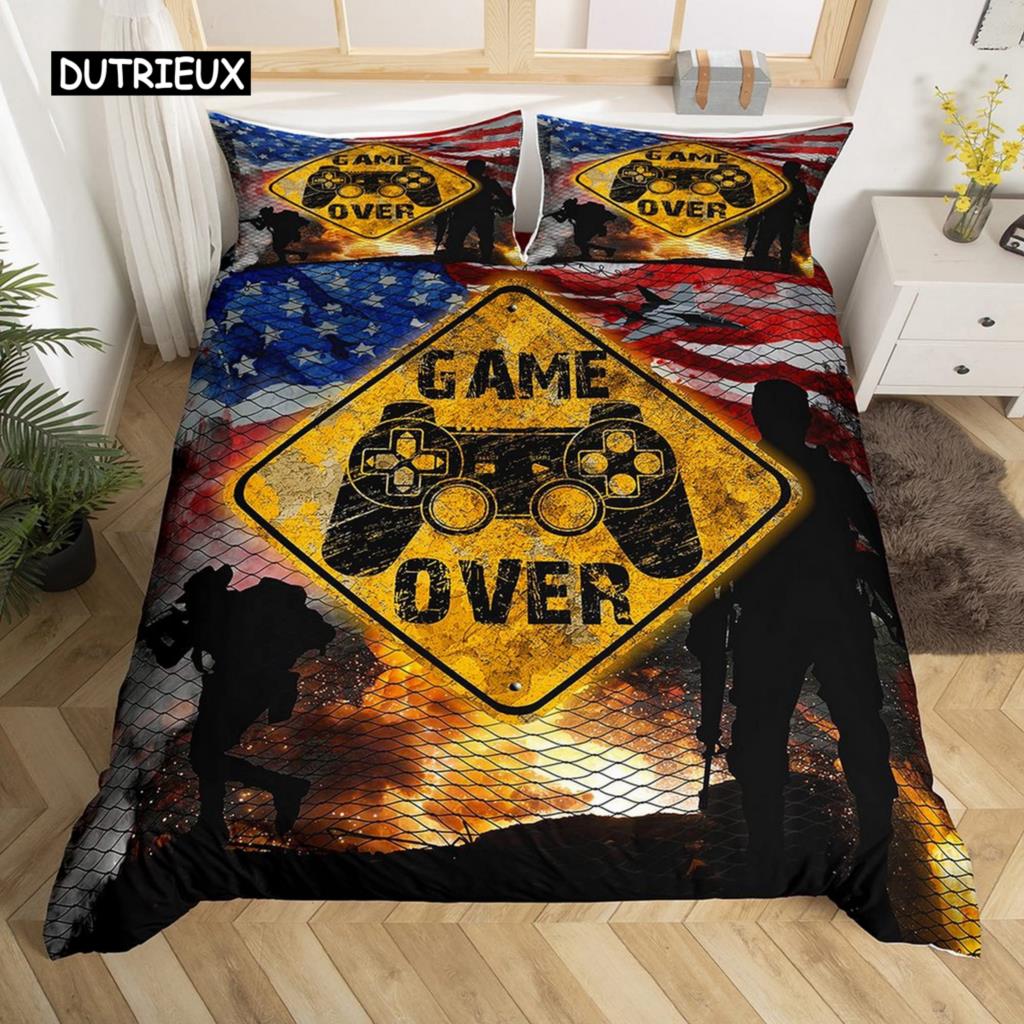 American Flag Duvet Cover Microfiber Bald Eagle Patriot United States Flag Bedding Set Independence Fourth of July Quilt Cover
