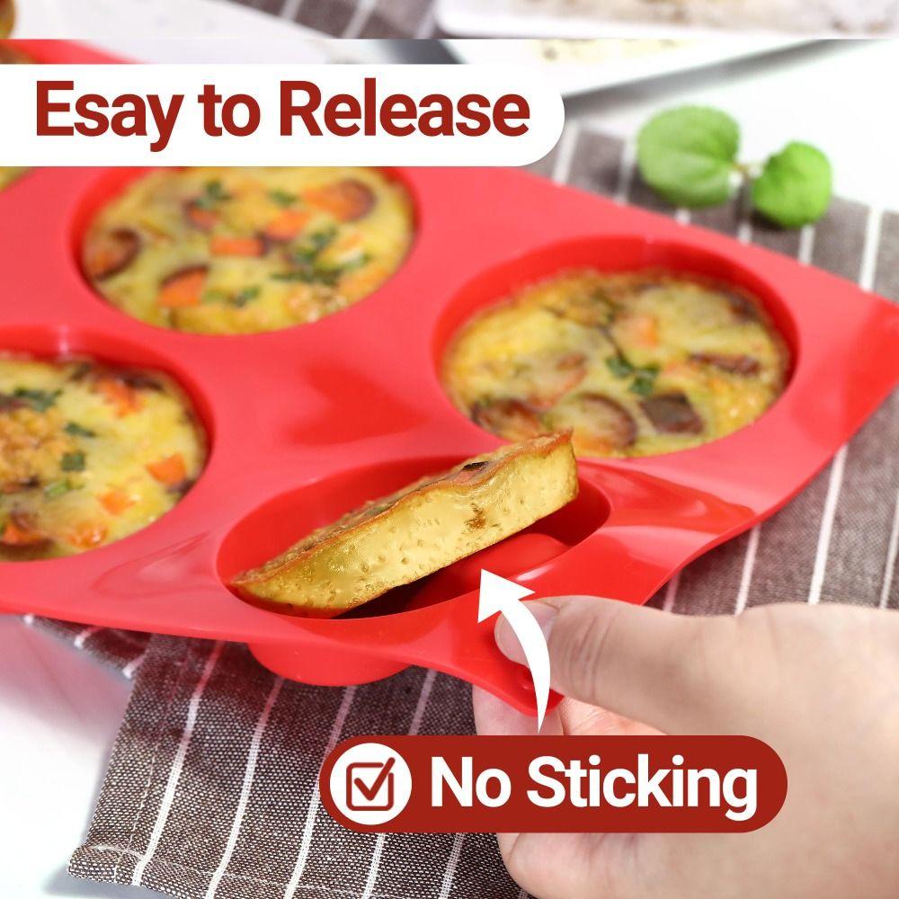 6-Cavity Silicone Egg Molds Food-Grade Heat-Resistant Baking Cake Molds Reusable DIY Baking Tray for Sandwich Whoopie Pies