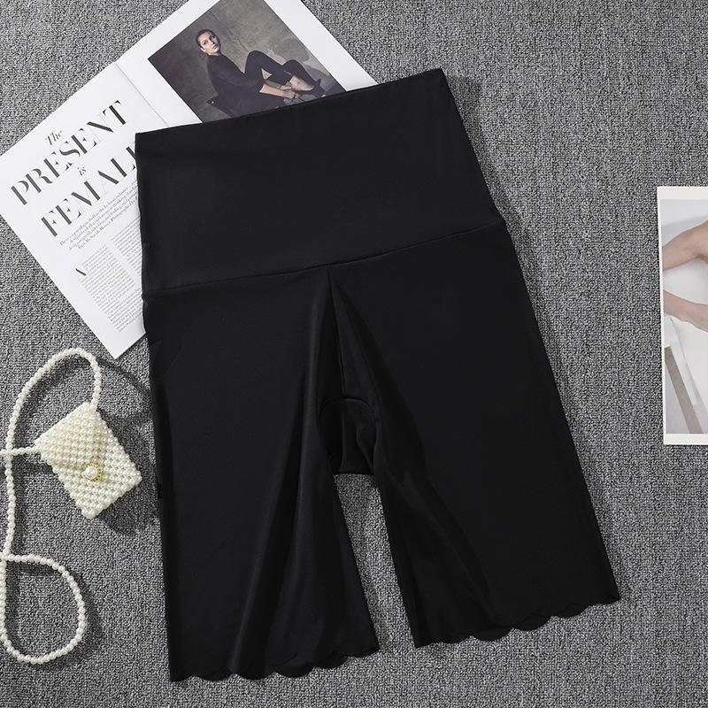 

Бесшовные тонкие защитные шорты большого размера, трусики с нескатывающимися краями, которые можно носить как верхнюю одежду, и компрессионные женские шорты 2XL чёрный