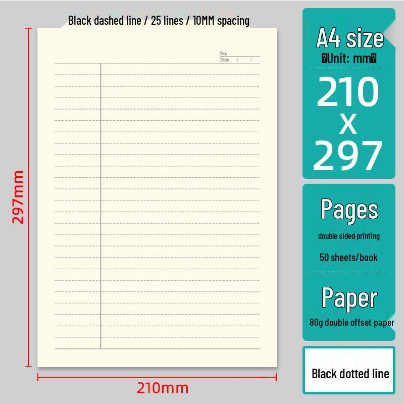 American Style Lined & Grid Paper Draft Pad with Sticky Notes for Homework & Exams