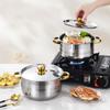 5-teiliges Kasserollen-Set Topf-Set mit Deckel Pastatopf mit Griffen Küchen-Induktionstopf Küchengeschirr-Set für Zuhause Restaurant