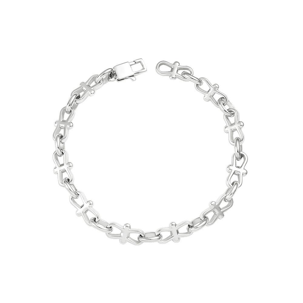 Chic Versatile Stainless Steel Bow & 8-Shaped Chain Bracelet Necklace Set