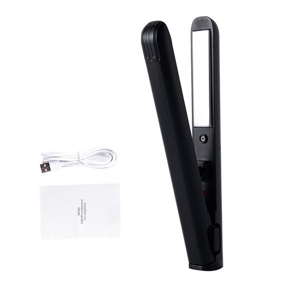 Alisador de cabelo USB portátil, aquecimento rápido, modelador de cachos elétrico, franjas de cabelo liso, mini modelador de cachos, ferramenta de viagem para mulheres