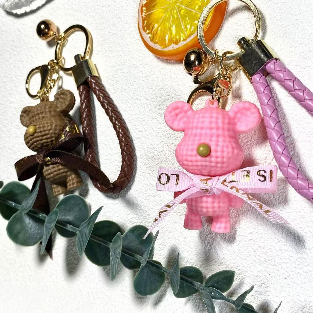 Trendy Woolen Bear 3D Keychain Pendant for Girls' Schoolbags & Backpacks
