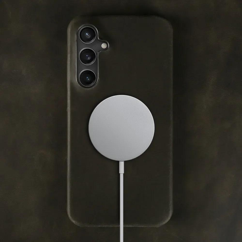 Luxury for Magnetic Magsafe Samsung Galaxy S23 Ultra Leather Phone Case for Samsung S24 S23 S22 S21Plus Wireless Charging Cover