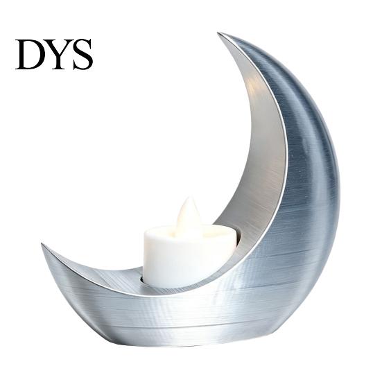 Gold Silver Black White Table Centerpiece Crescent Moon LED Candle, Decorative Electronic Candle for Eid Al-Fitr Home Window Display Ornament