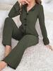 Pigiama da Donna Europeo e Americano Autunno/Inverno con Scollo a Revers e Fiocco - alla Moda, Sexy, Manica Lunga e Pantaloni per la Casa.