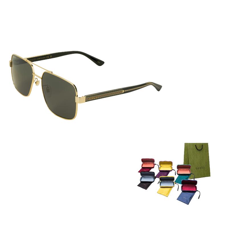 

GUCCI Exceptional Enamel Craftsmanship Gentleman s Square Frame Sunglasses Plate Plus Metal Eyebrow Line Frame Sunglasses Men s Black Gold F