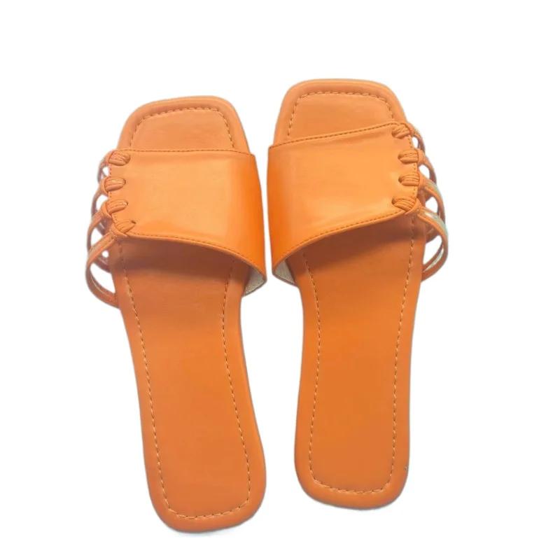 2024 Summer Women's Flat Slippers Fashionable and Versatile Women's Beach Slippers Solid Color Casual Modern Slippers Zapatos