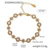 Qiong Yao Six-Petal Flower Zirconia Bracelet: 18K Gold-Plated Stainless Steel, Heavy Design for Women