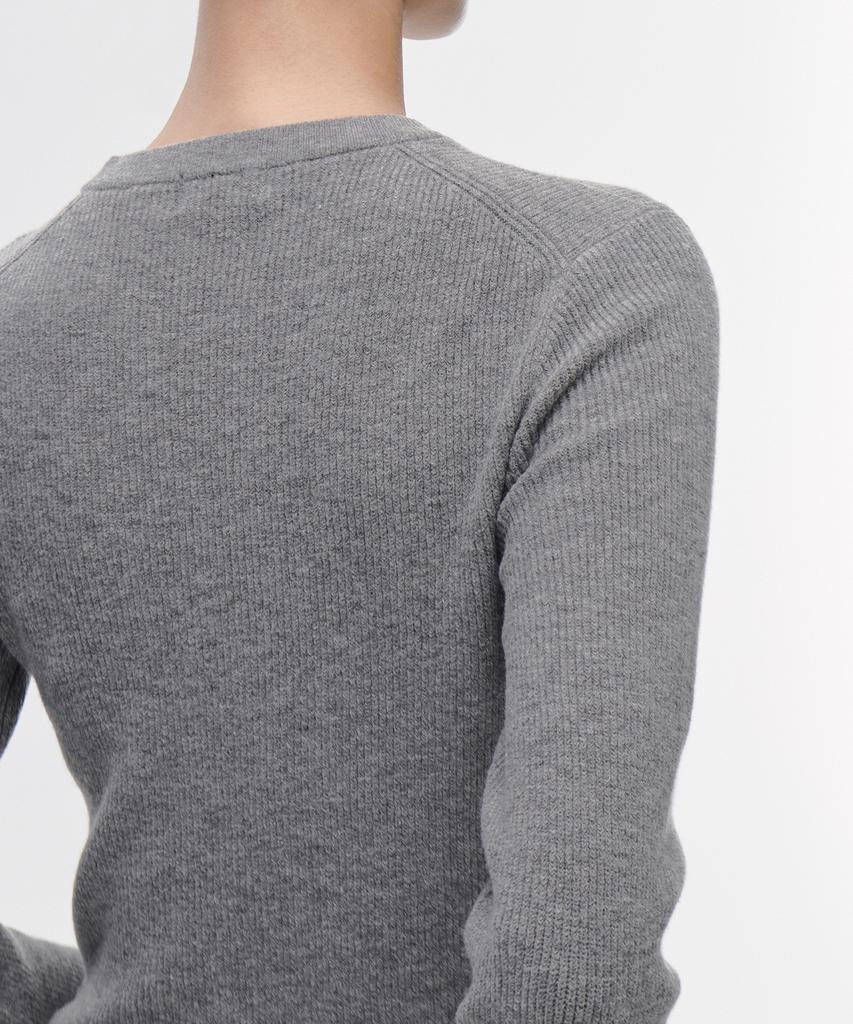 MUSINSA STANDARD WOMAN Women'S Ribbed Slim Crew Neck Knit [Medium Grey]