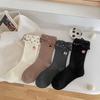 Female Autumn New Lovely Embroidery Sweet Polka Dot Flanging Tube Stack Socks