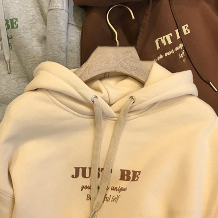 Women Long Sleeve Hooded O Neck Loose Pullovers Female Tops Solid Color Sweatshirts