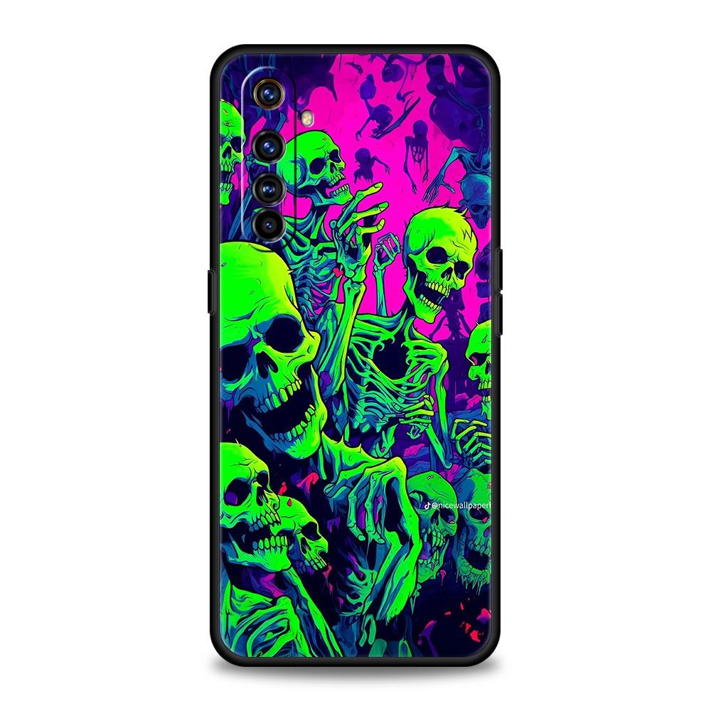 Skeleton Skull Case For Realme C67 C63 C55 C53 C35 C25 C21 GT 2 3 5 6 10 11 12 13 Pro Plus 5G Soft TPU Phone Cover Fundas Capas