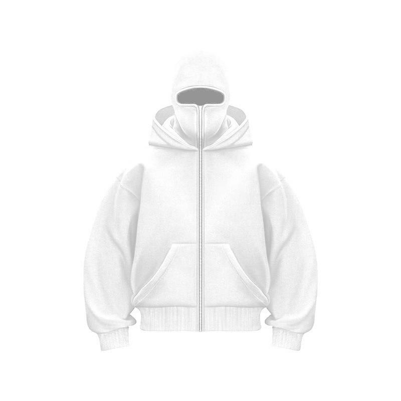 Unisex Oversized Zip-Up Hooded Sweatshirt Winter Warm Fleece Lined Casual Streetwear Korean Style