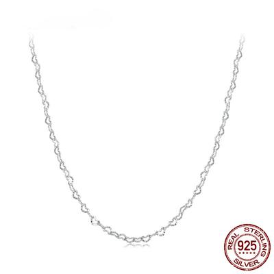 Echte 925 Sterling Silber trendige herzförmige einfache Kette Link Karabinerverschluss verstellbare Halskette für Frauen