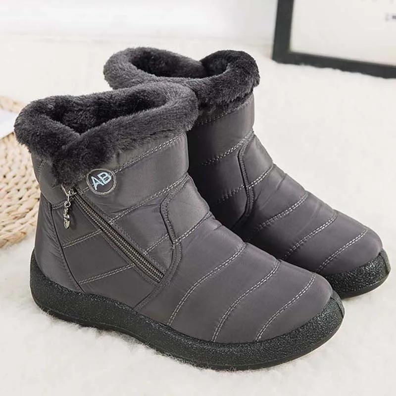Woman Soft Fur Winter Botas Mujer Snow Womens Comfortable Women'S Boots Waterproof Women Zipper Shoes