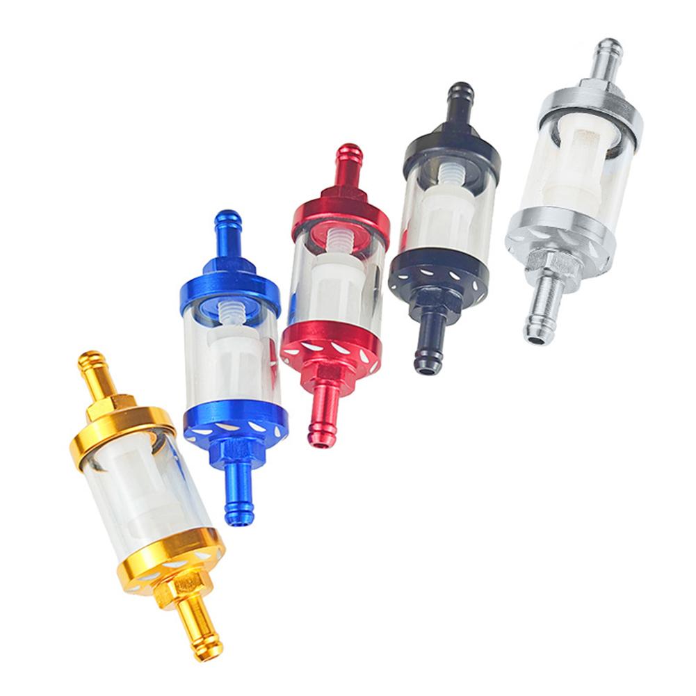 1pc 8mm Aluminum Alloy Glass Motorcycle Oil Filter Motorcycle Fuel Gas Filter Modification Accessories