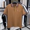 New Short-sleeved T-shirt Men's Autumn Knitted Sweater Embroidered Pattern Matching Jacquard Top