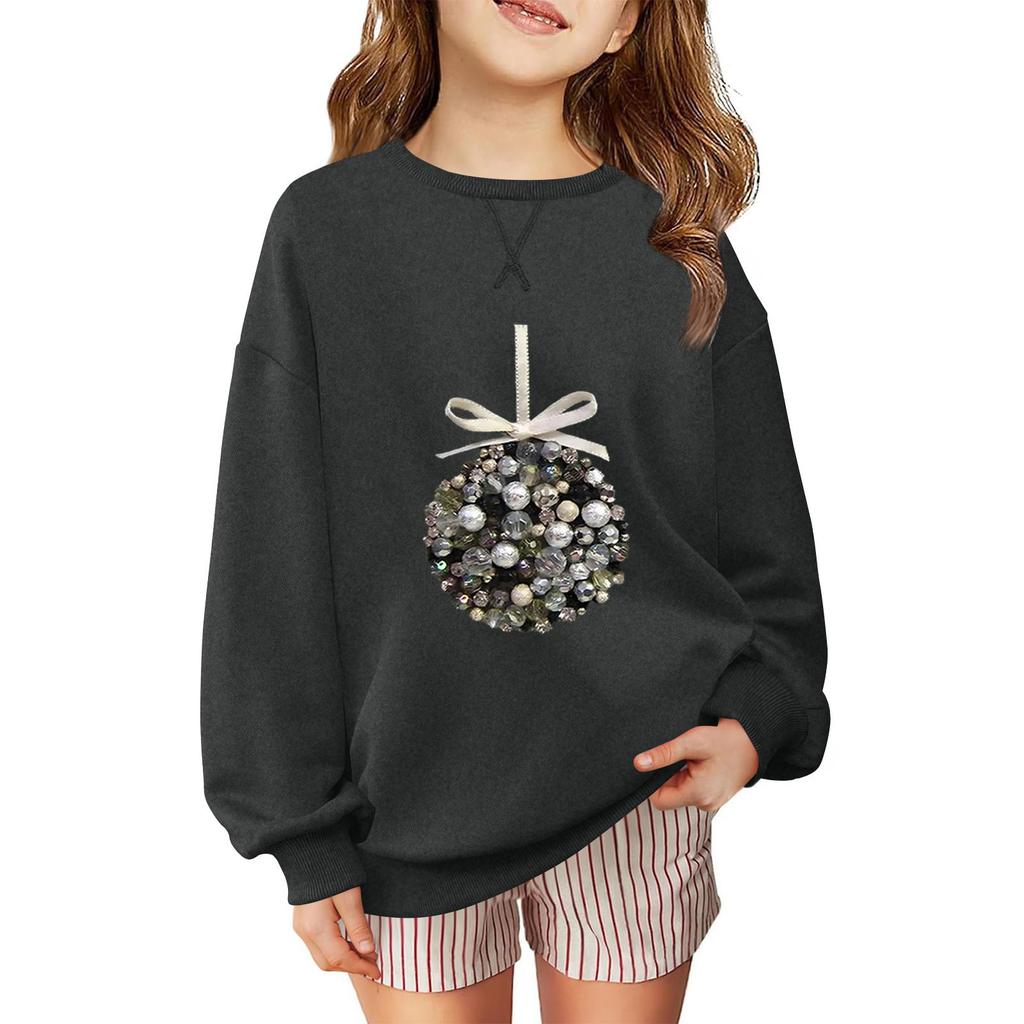 Children's Fashionable Casual Long-sleeved Loose Christmas Print Pullover Sweatshirt