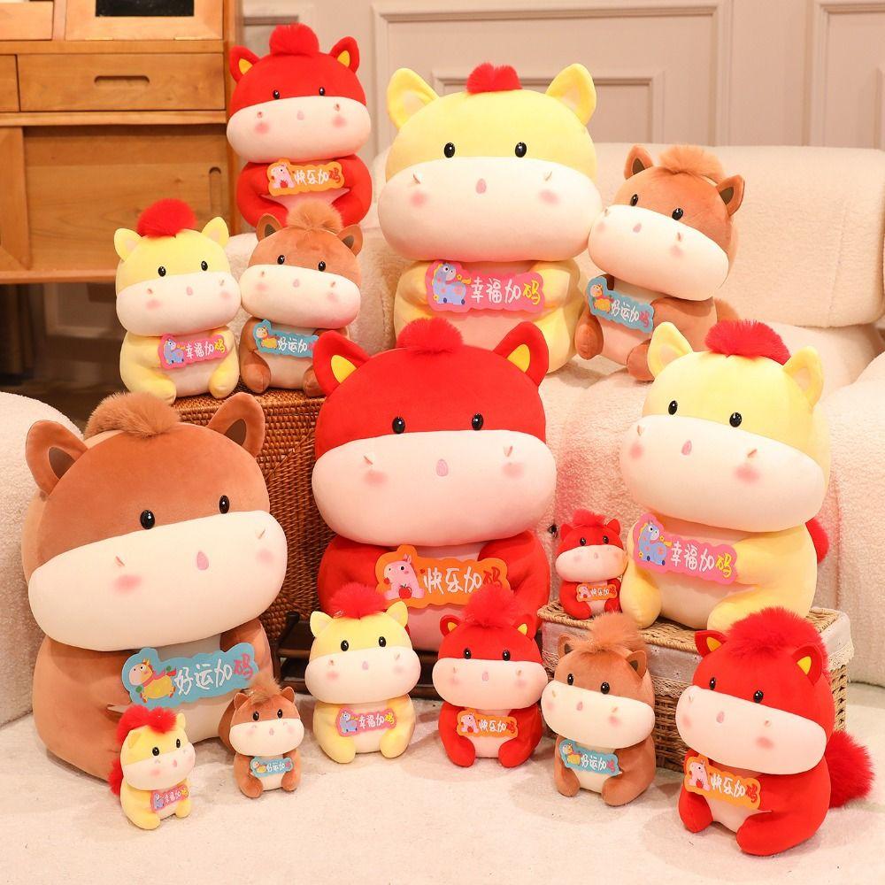 Cute Pony Plush Doll Chinese Zodiac Lucky Pony Toy Funny New Year Mascot  Festival Gift