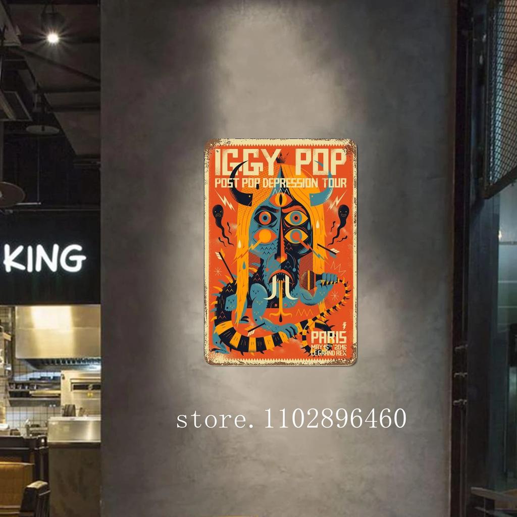 Metalowe tabliczki i szyldy z motywem zespołu Iggy Pop Band, dekoracje ścienne, zabytkowe blaszane tabliczki, plakat z motywem kapitana, dekoracja ścienna do baru, pubu i klubu