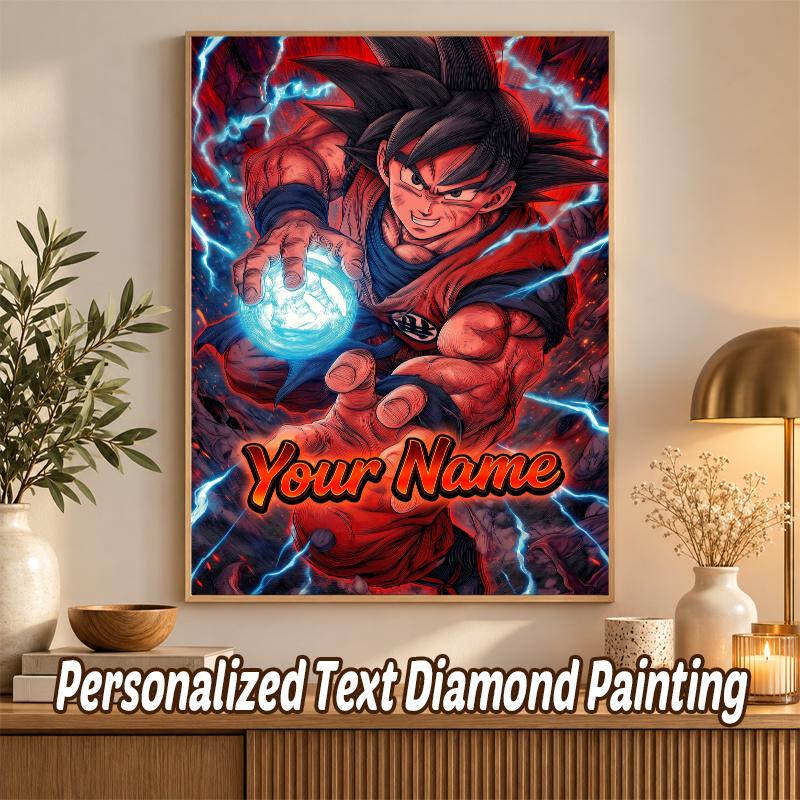 Dragon Ball Goku Custom Name Diamond Painting Personalized 5D Full Drill DIY Diamond Art Home Decor
