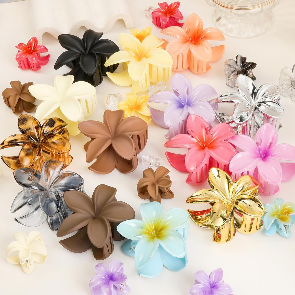 3pcs Vacation Egg Flower Hair Claw 2 Size Women Girls Ponytail Hairpins Bath Beach Hair Crab Clip Headwear Accessories