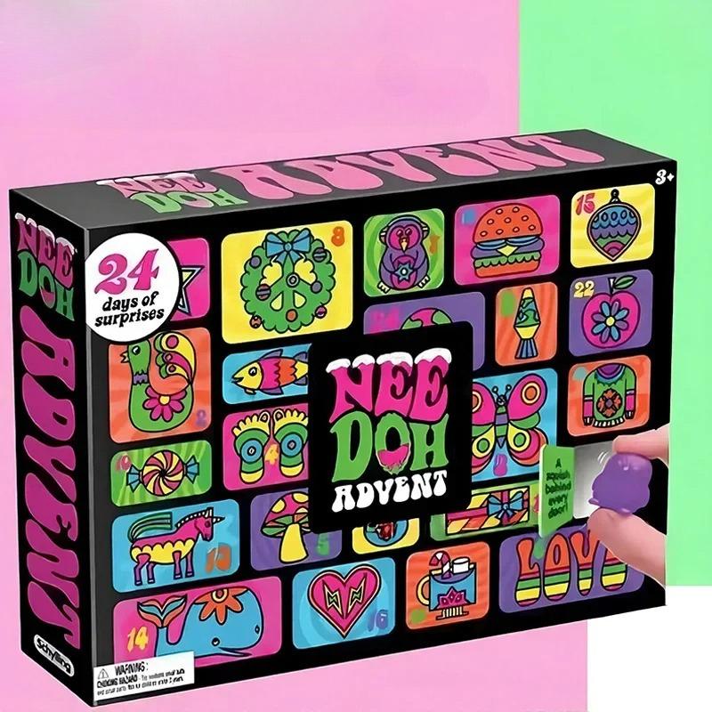 2026 NeeDoh Advent Calendar Christmas Countdown Surprise Box 3D PVC Fidget Doll Stress Relief Toy New Year Gift