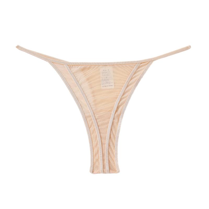 Seamless Ice Silk Briefs Breathable Cotton Bikini Panties T-back Thong Sexy Low Waist Women Underwear Cotton G-String Underpants Femlae Lingerie