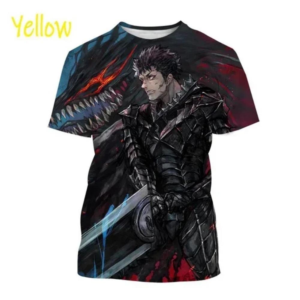 Anime Berserker 3D Printing  Anime Casual Street Style Hip Hop Short Sleeve Man