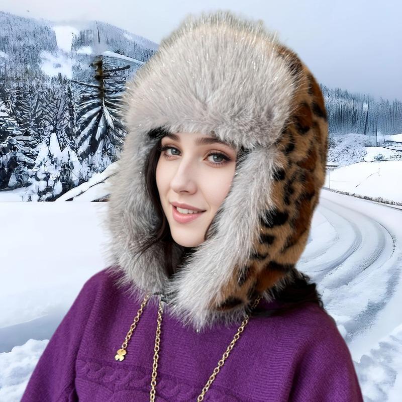 New Leopard Print Thermal Hat Children's Winter Thickened Plush Ear Protection Hat Fashionable Versatile Autumn and Winter Cold Hat