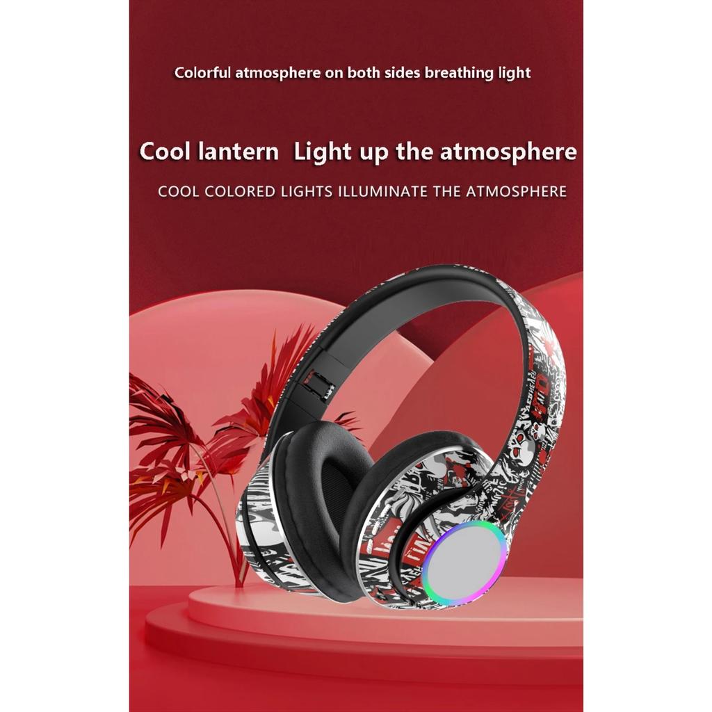 Neue bunte Graffiti-Kopfhörer LED Wireless Bluetooth Headsets Hifi Stereo Faltbare Gamer Kopfhörer Rauschunterdrückung Freisprecheinrichtung