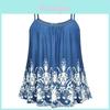Elegant Women Print Loose Casual Summer Pleated Flowy Sleeveless Camisole Tank Tops