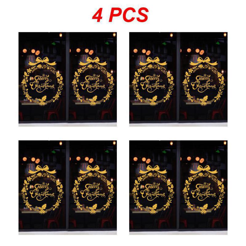 1/2/4PCS New Year Wallpaper Christmas Glitter Snowflake Window Sticker Electrostatic Wall Stickers Snowflake Door Glass Decor