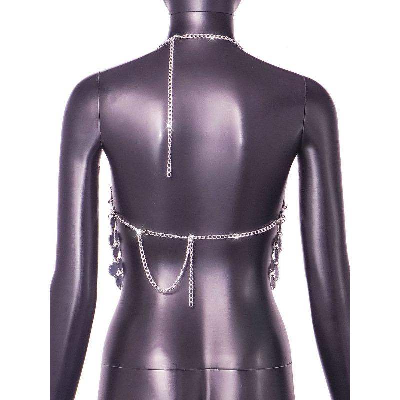 Heart Sequin Halter Neck Body Chain Crop Top