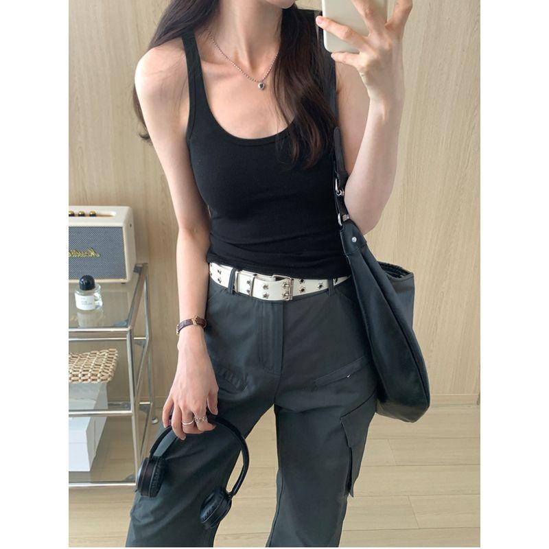 

Dark Gray U-Neck Stylish Sports Slim-Fitting Sling Black S