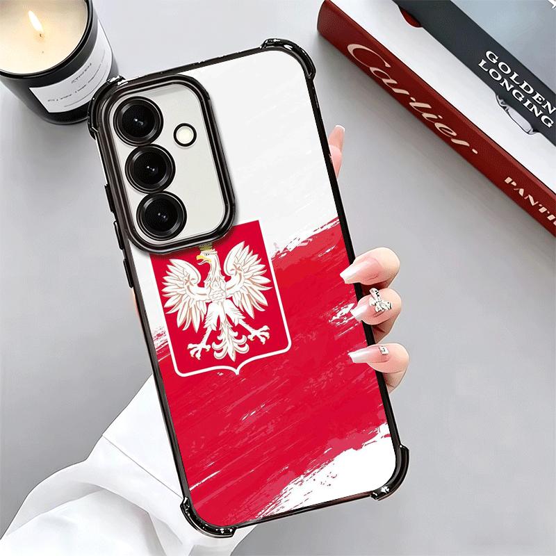 Poland Flag White Red Plating Phone Case For Samsung A17 A07 A37 A57 A16 A56 A15 A55 A14 A54 A13 A53 A26 A36 A25 A35 A24 A34 A23