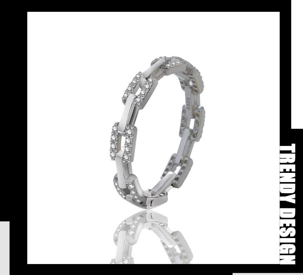 Dibo S925 Sterling Silver European & American Style Chain Ring for Women