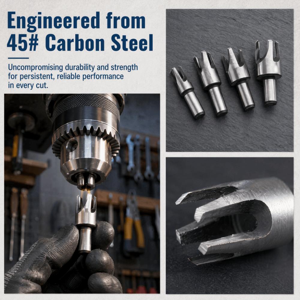 4 pezzi 45# Acciaio al Carbonio Tassellatore per Legno Utensile Punte in Acciaio ad Alto Carbonio Per Lavorazione del Legno