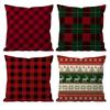 Classic Christmas Plaid Pillow Case Anti-dustmite Pillowcase Invisible Zipper Silky Short Plush Sofa Cushion Cover