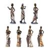 Retro Style Tribal Women Statue African Lady Figurine Ornament Resins Collections Art Crafts for Living Room Desktop