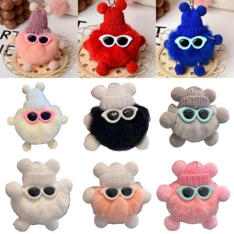 Cute Fluffy Elf Car Keychain With Real Rabbit Fur Ball