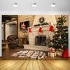 Christmas Photography Backdrop Photo Studio Xmas Tree Fireplace Gift Santa Clause Winter Family Party Decor Kid Photo Background