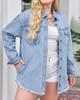 Women's Lightweight Fashion Denim Button-Up Shirt Jacket